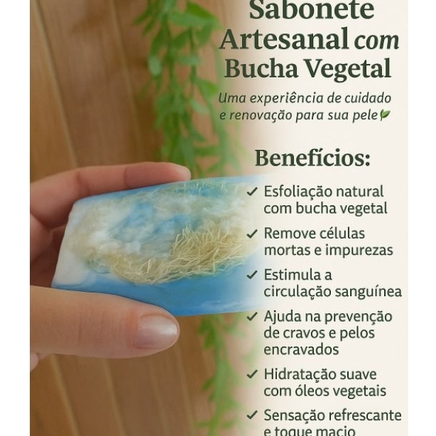 Sabonete de Bucha Vegetal Oceano 🧼 | Esfoliante Natural Vegano • Pele Macia e Refrescante • Oferta Limitada