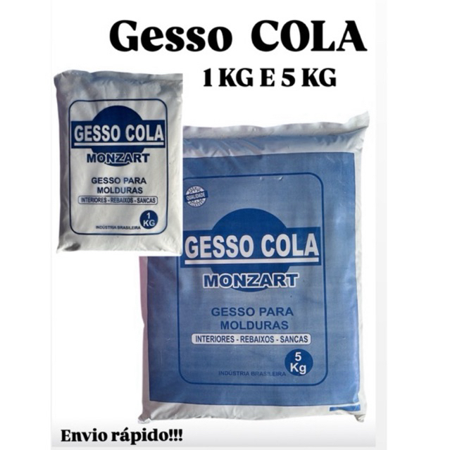 Gesso Cola 1kg e 5kg Para Placas de Drywall Molduras Fixação Rápida Construção Civil