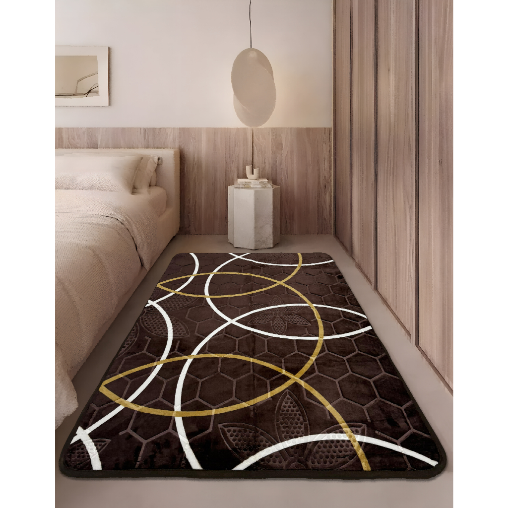 Tapete Sala Quarto Geomético 1x1,4 Mt Antiderrapante Ins Flannel Grande Estampado em Oferta na Shopee