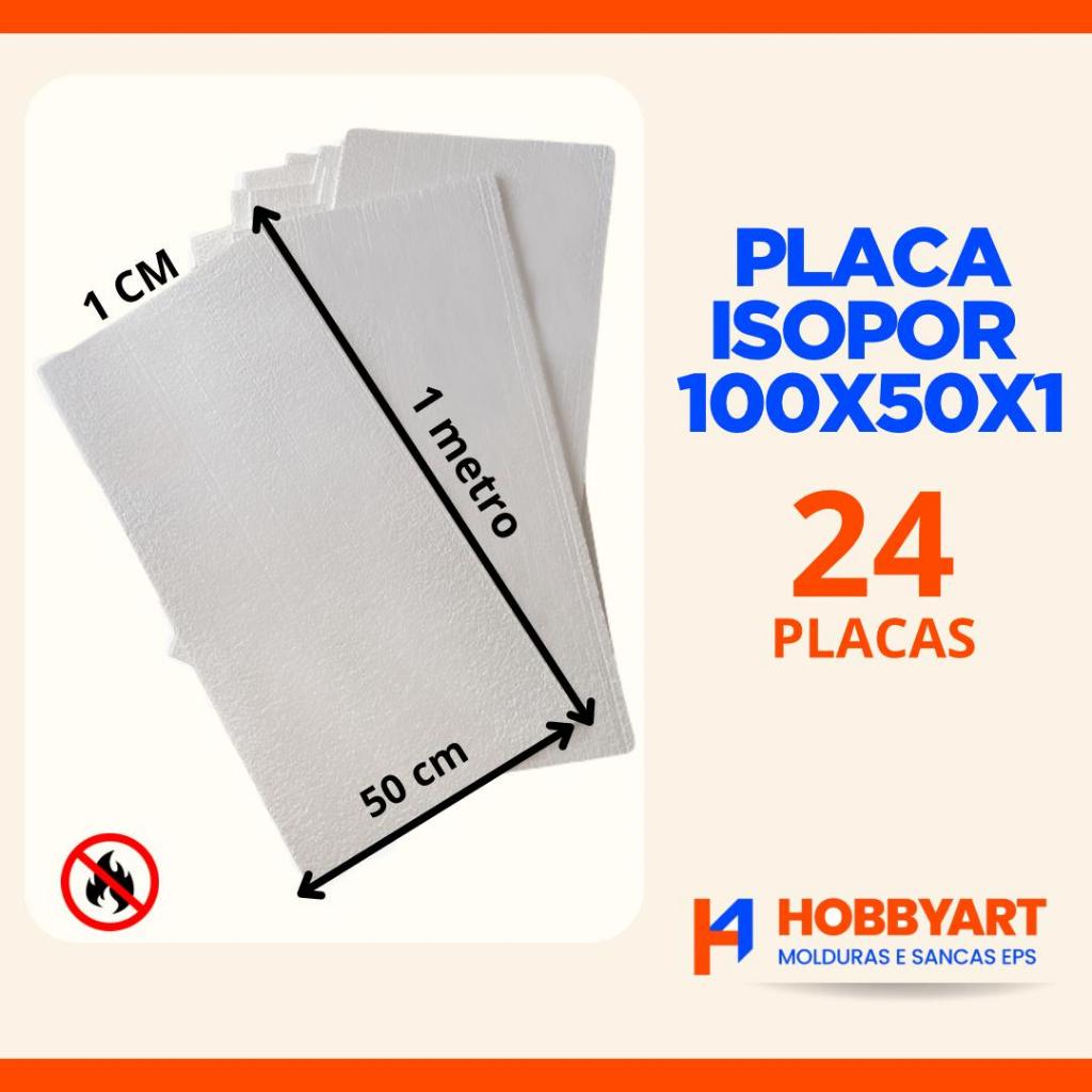 Placa Isopor Kit 24 Placas eps 100X50X1 - Material leve e versátil antichamas - Hobbyart Molduras