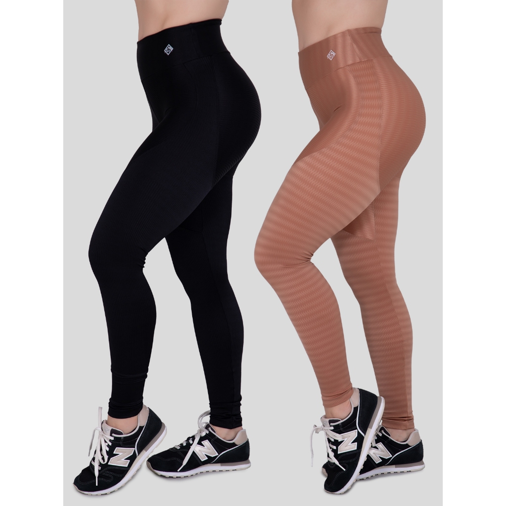 Kit 2 Calças Legging de Poliamida Recorte New Zig Moda Feminina em Oferta na Shopee