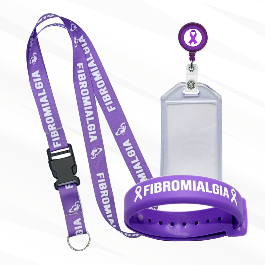 Kit de Identificação Fibromialgia 04 Peças Cordão Pulseira