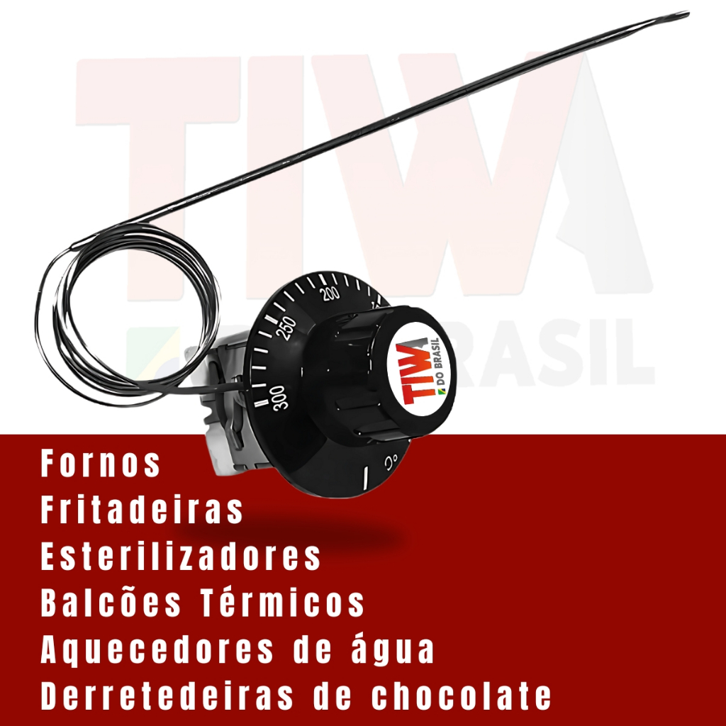 Termostato 50/300 30A Sem Bucha Forno Elétrico Bivolt Fritadeira Estufa Balcão Térmico Esterilizador