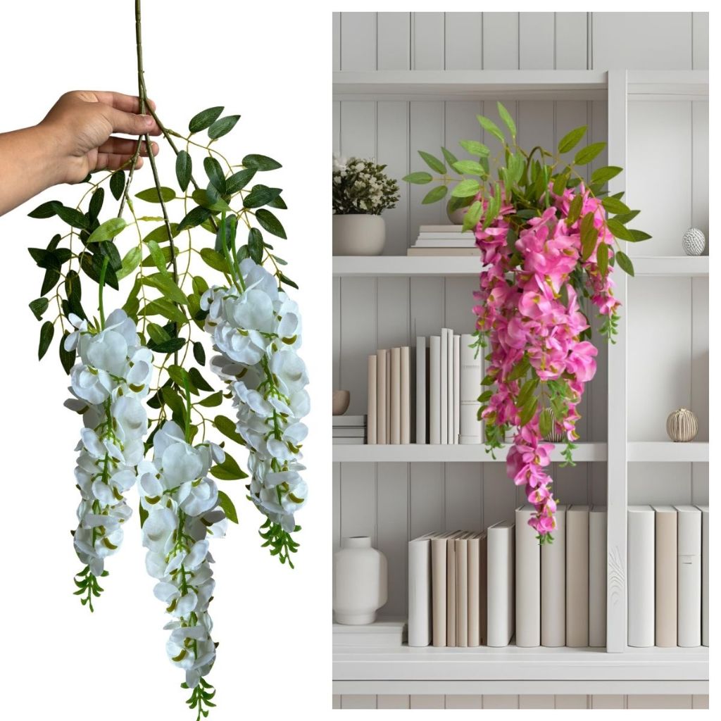 ENVIO FULL Galho de Cerejeira Pendente 80cm Flores Realistas de Pessegueiro P/ Decoração e Arranjos