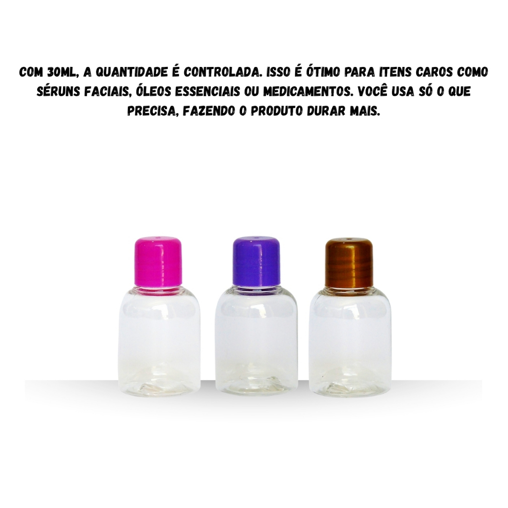 60 Frascos 30 Ml Plástico Com Tampa Rosca — imagem 2 de 2