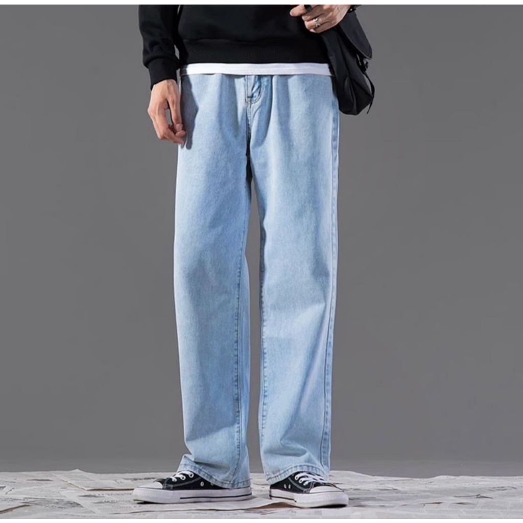Calça Baggy Jeans Masculina Retrô Preta Estonada