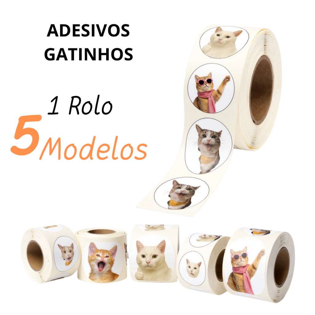 250 Adesivos Fofos Gatinhos Memes  | 5 Modelos Divertidos | 3cm | Papelaria Anime Kawaii