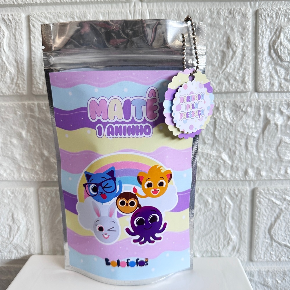 Kit Saquinho Metalizado Zip Lock Lembrancinha Aniversario Infantil Personalizado Bolofofos Menina
