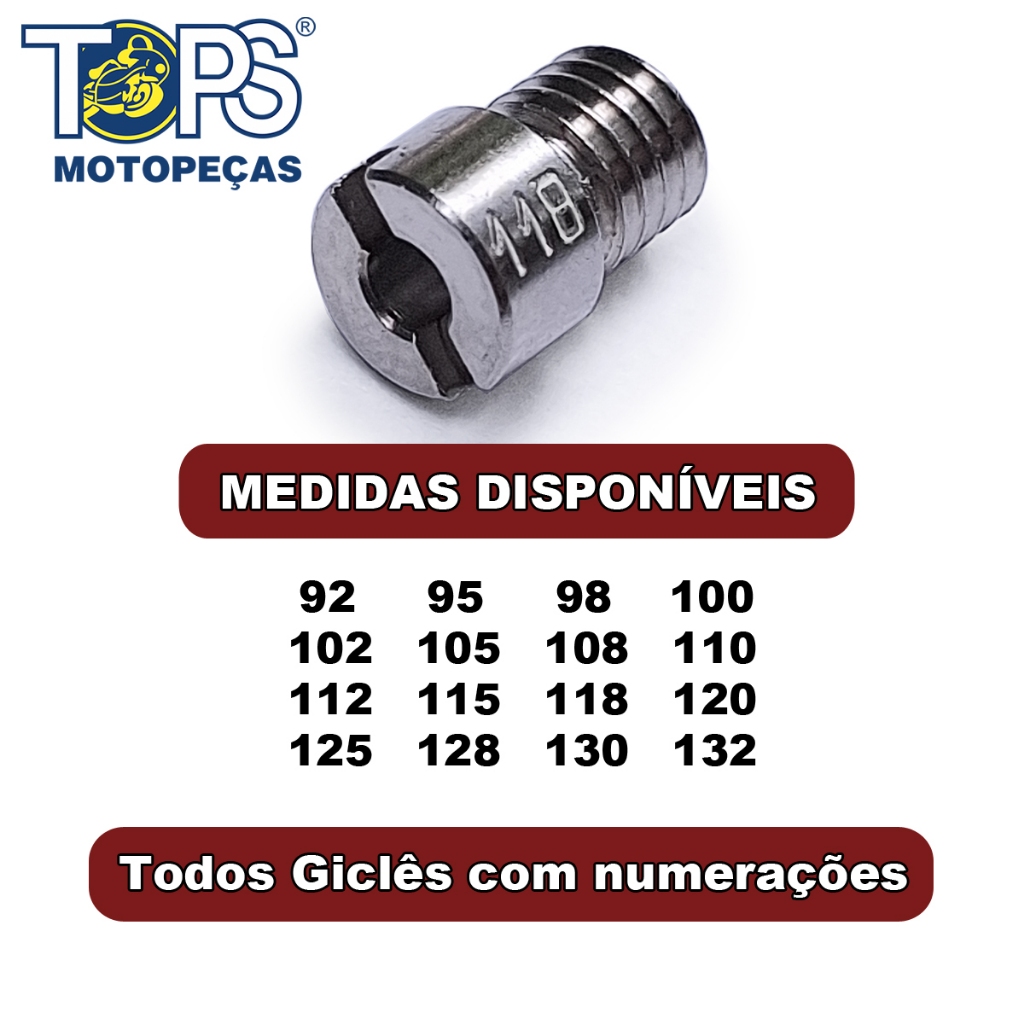 Gicle Alta Principal Cg Titan 125/150 Fan 125 Cg 83/99 Bros 125/150 Cbx 200 N92 Á N132 P/ Escolha Giclês Tops