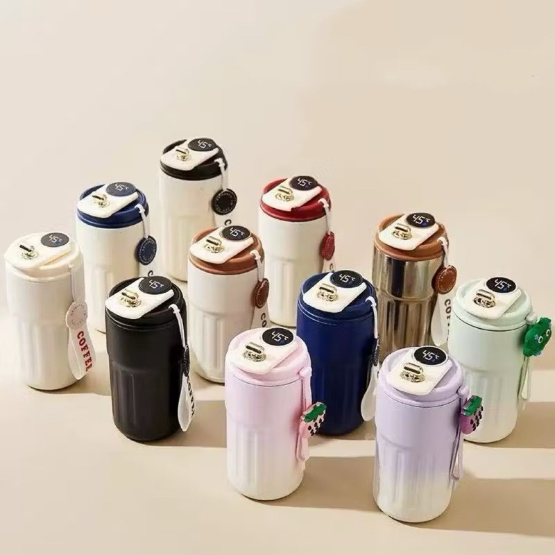 Copo Térmico Cafe  Inox Portátil com tampa, Com LED Temperatura Antivazamento em Oferta na Shopee