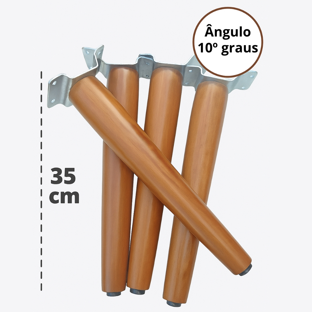 Pés Palitos 35 Cm + Chapinhas Angulo 10º Graus para Rack, Mesa, Sofás, Poltronas e Pufs em Oferta na Shopee