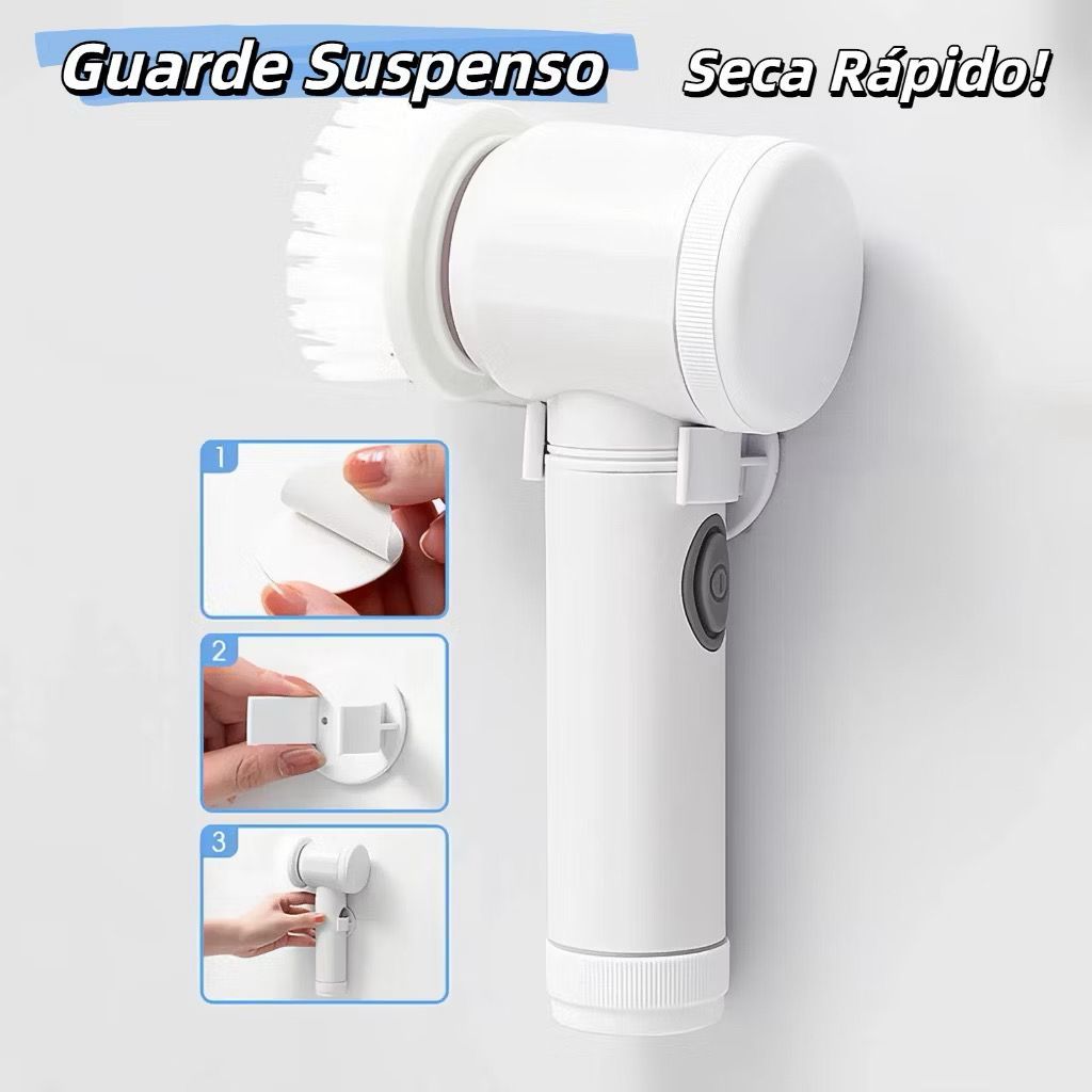 Kit escova Eletrica de Limpeza 5 em 1 Sem Fio Limpador Multiuso Pratico Para Cozinha Banheiro prático & REFIL de escova