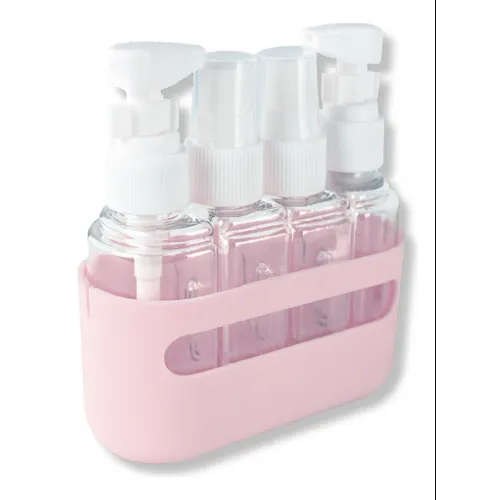 Kit 4 Frascos 50ml Viagem Bolsa Pump Spray + Case Plástico