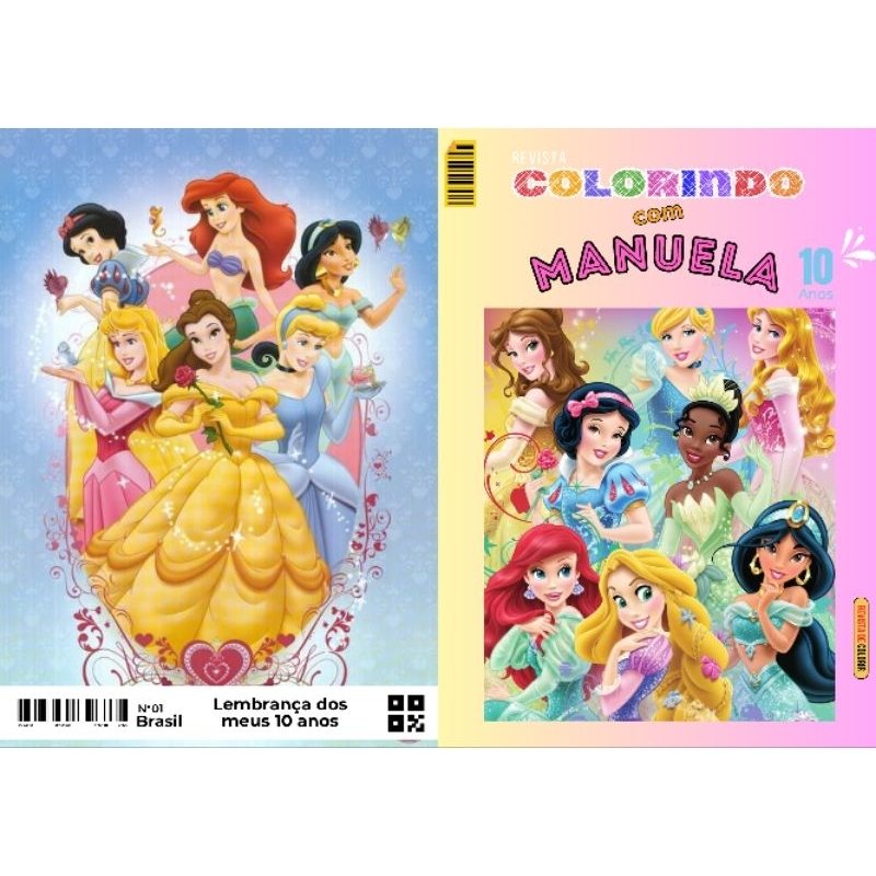 Revista de Colorir PRINCESAS Personalizada Lembrancinha Festa Infantil Todos os Temas Livro