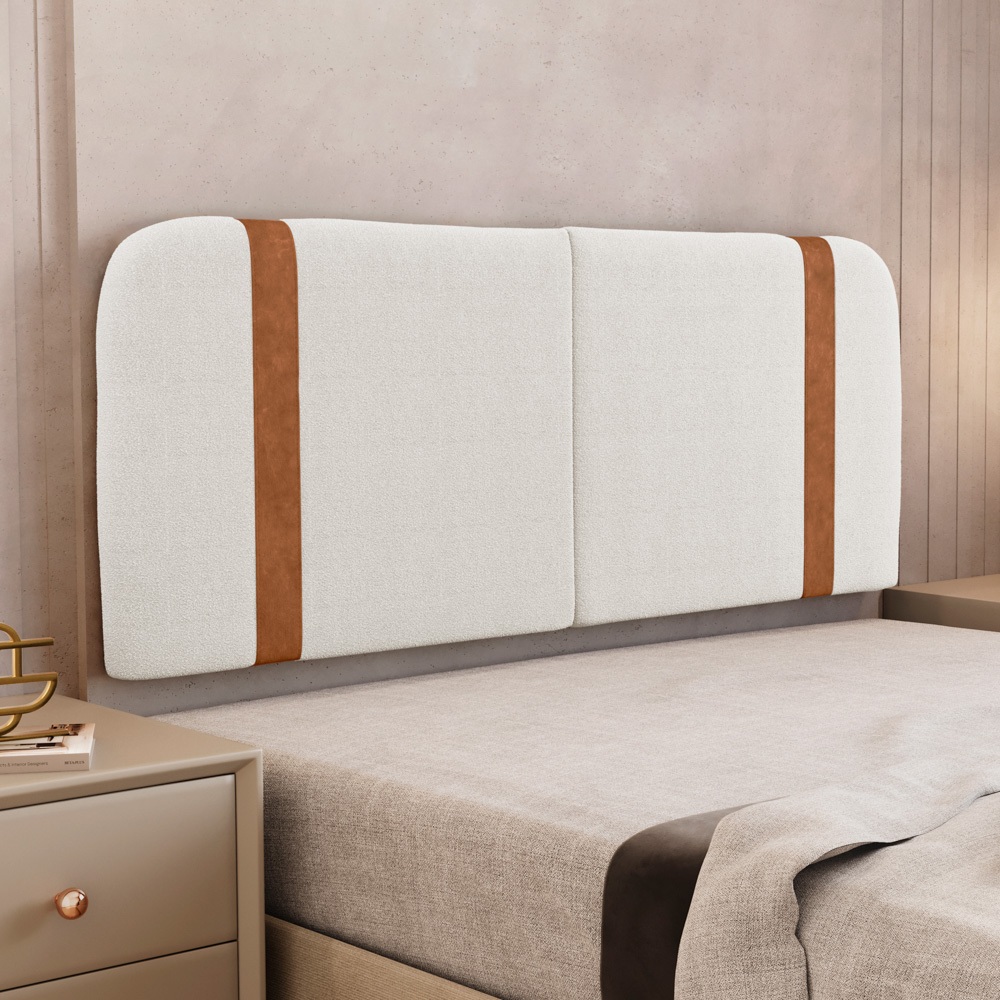 Cabeceira Painel Orgânico Cama Box Queen Size Flay 160cm Dobrável Bouclé