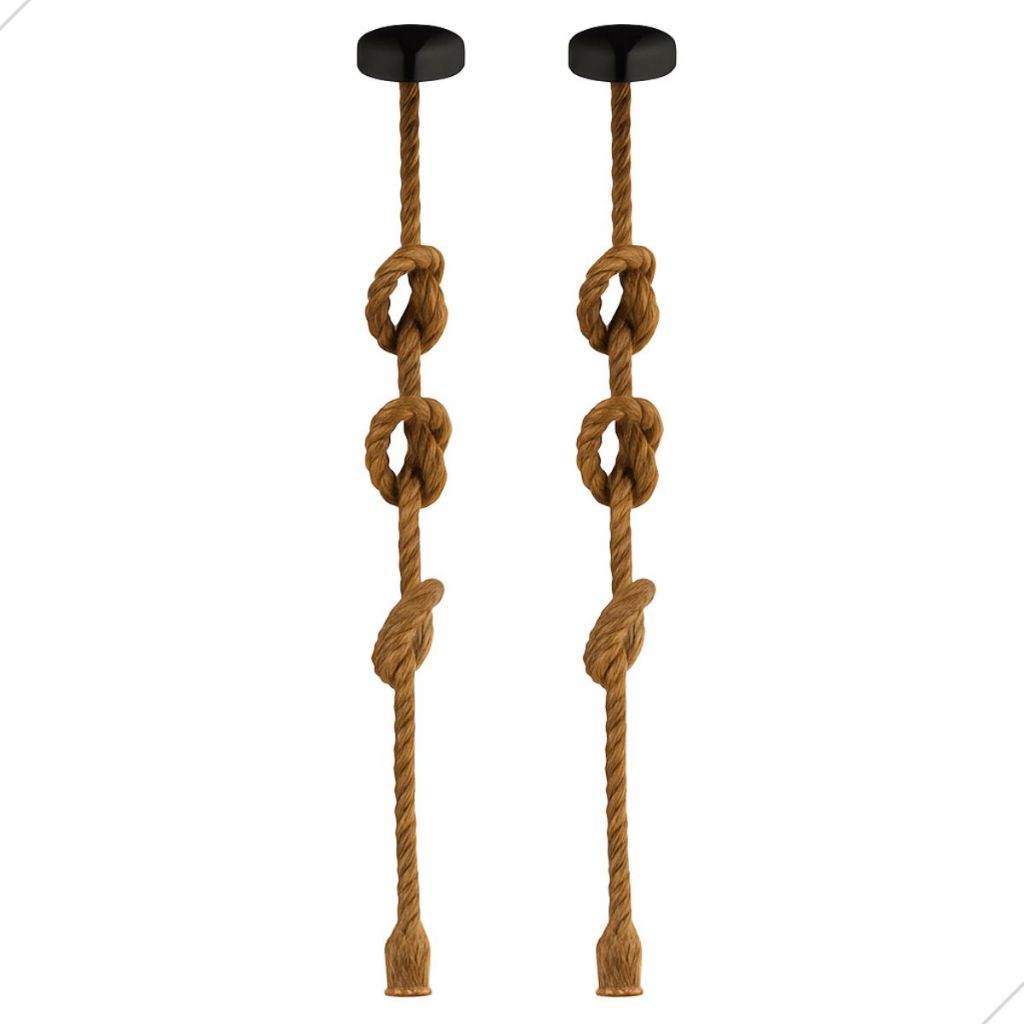 Kit 2 Pendente Luminária Corda 2 Metros Bivolt 110v/220v Retro Vintage Rústico Decorativo E27 Sisal em Oferta na Shopee