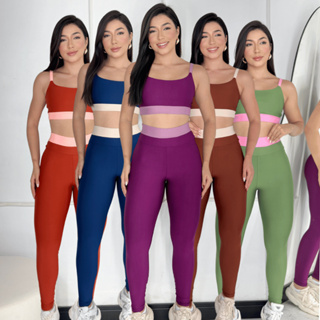 Conjunto Fitness Academia Feminino Bicolor Calça Legging e Top Com Bojo Alça Zero Transparência em Oferta na Shopee