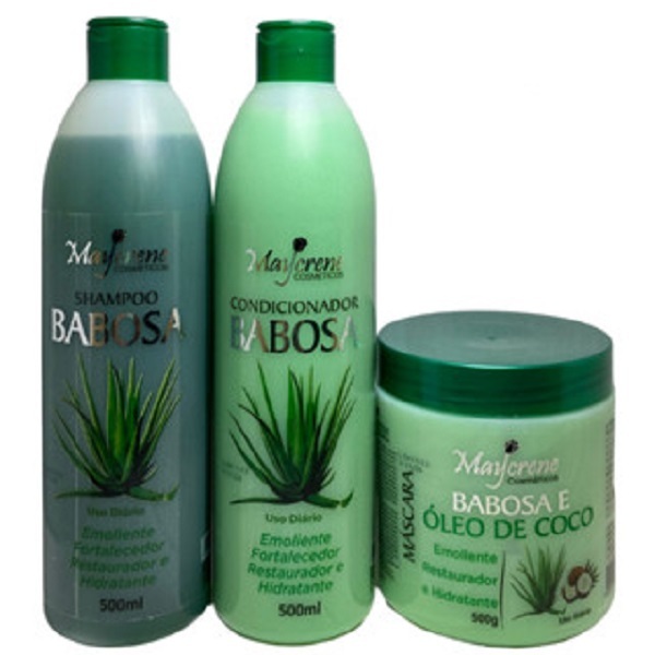 kit Capilar Babosa 500ml Maycrene - Shampoo + Condicionador + Máscara Capilar em Oferta na Shopee
