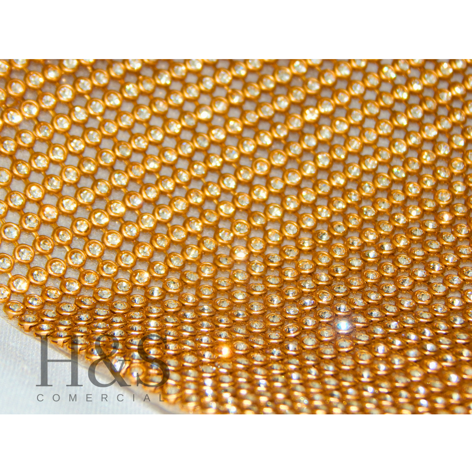 Manta De Strass Dourada Termocolante Premium - Por 45cm em Oferta na Shopee