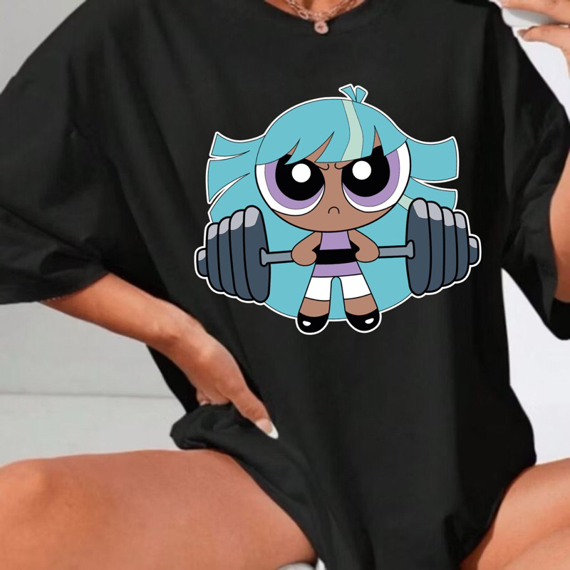 Camiseta PLUS SIZE Academia Gym Fitness Estrelinha Meninas Super Poderosas T-shirt alta tendência