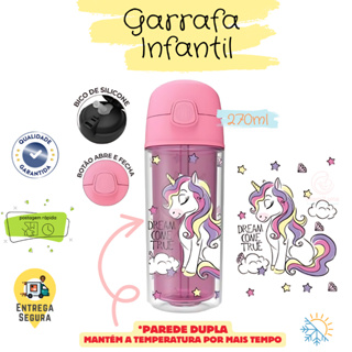 Garrafa Squeeze Termica Infantil Criança Parede Dupla Agua Gelada Bico Canudo Silicone Escola em Oferta na Shopee