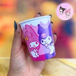 8~40 COPO PAPEL FESTA MY MELODY E KUROMI 200ML FESTCOLOR (CHOCO)