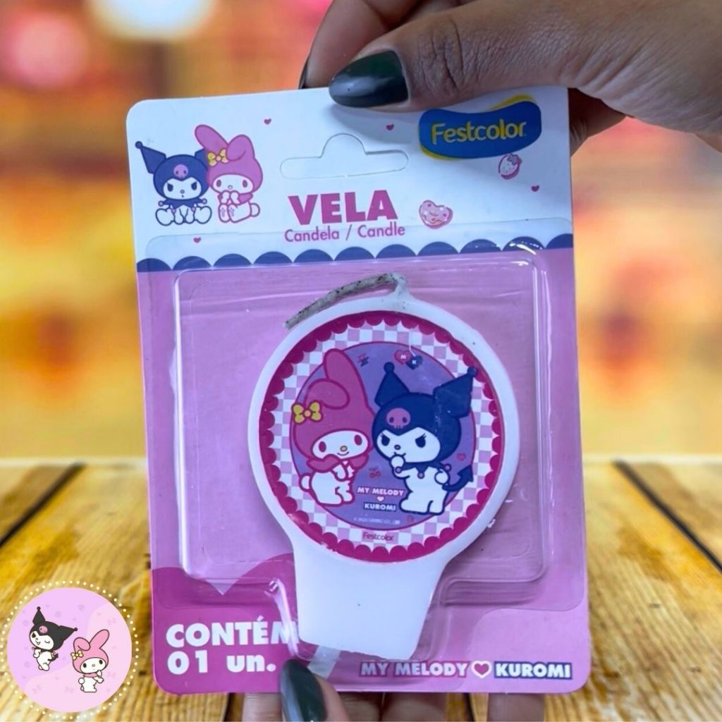 1 VELA FESTA MY MELODY E KUROMI FESTCOLOR em Oferta na Shopee
