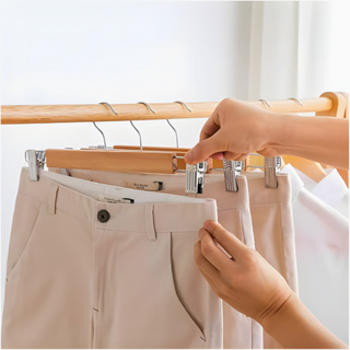 Kit 10 Cabides De Madeira Marfim Reto Para Saia De Alta Resistência em Oferta na Shopee