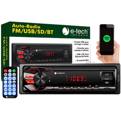 Rádio Som Automotivo Mp3 C/ Bluetooth Usb Aux Pen Drive MP3 Player