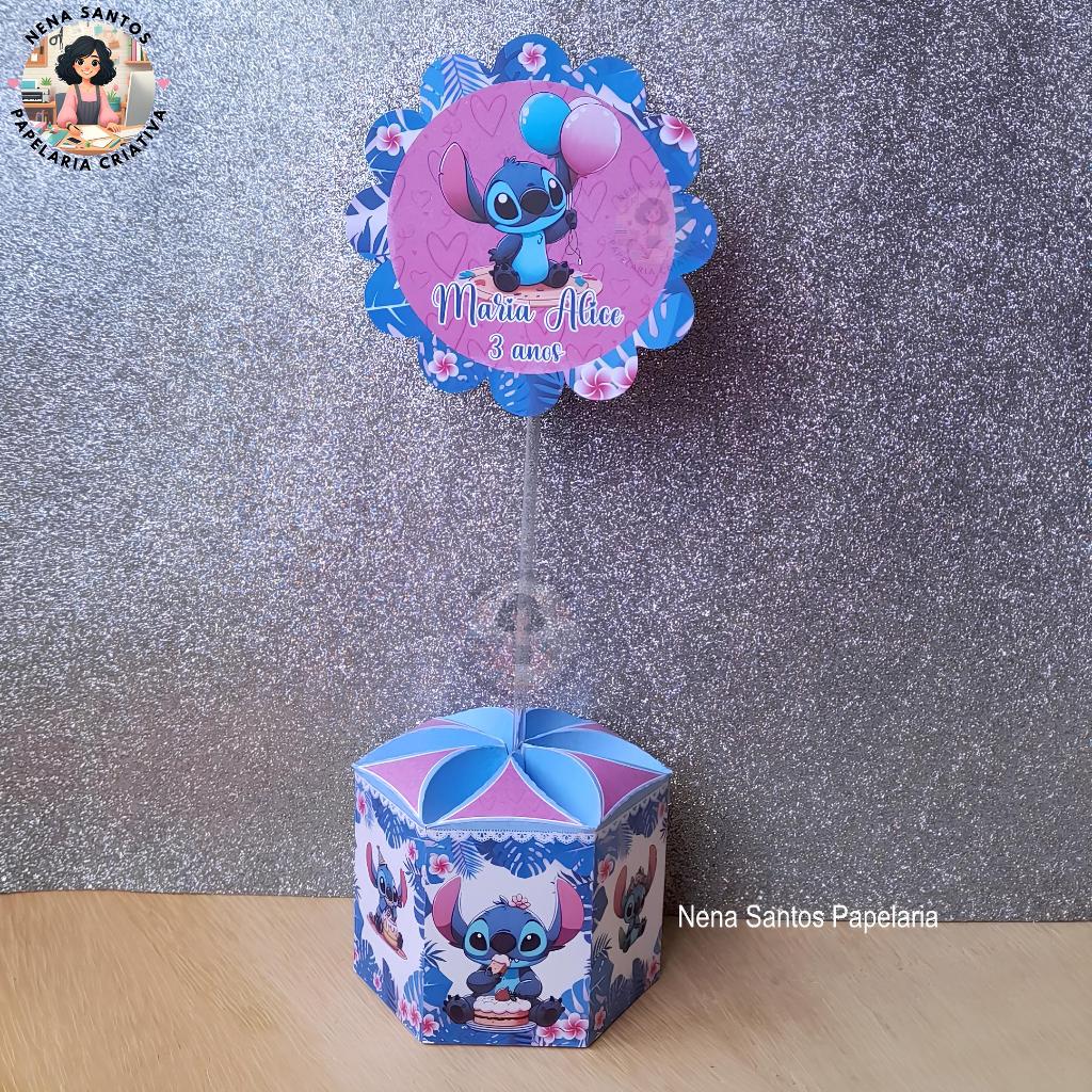 Centro de Mesa STITCH Personalizados (PEGUE E MONTE) Lembrancinha de Mesa Festa Stitch Personalizado