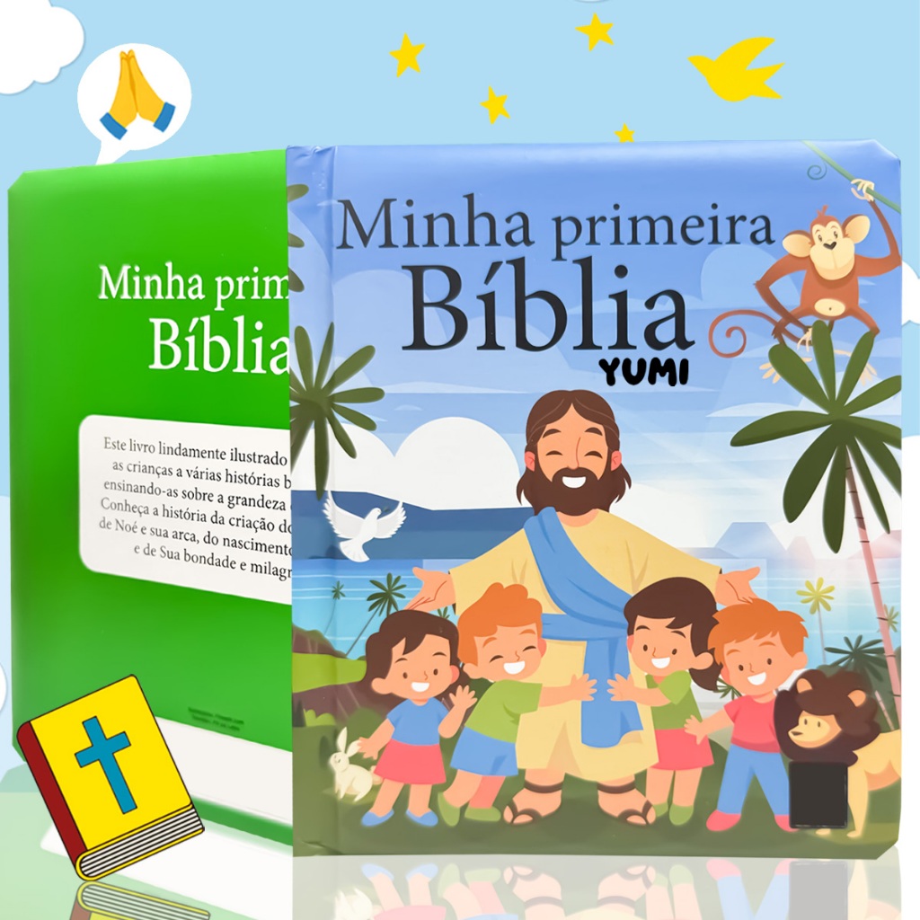 Minha Primeira Bíblia Infantil Histórias Bíblicas | Palavras Ilustradas | A Bíblia Da Criança Capa Almofadada Premium em Oferta na Shopee