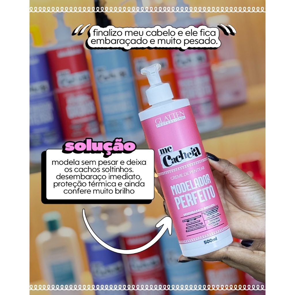 Creme de pentear Modelador Perfeito Me Cacheia 500ml — imagem 2 de 2