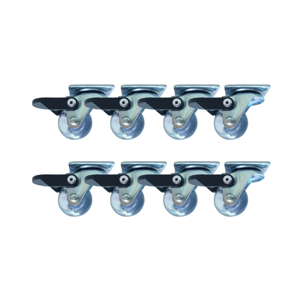Kit 8 Rodízio Rodinha Giratório Para Móveis Carrinhos Gel Silicone 35mm AntiRisco Com Freios
