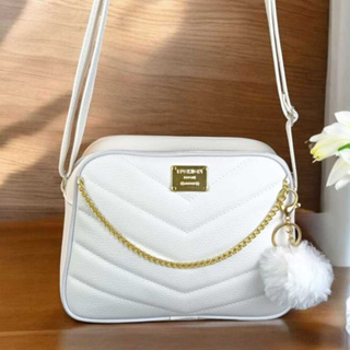 Bolsa Branca Com Corrente Elegante  Transversal  + Chaveiro  Luxo em Oferta na Shopee
