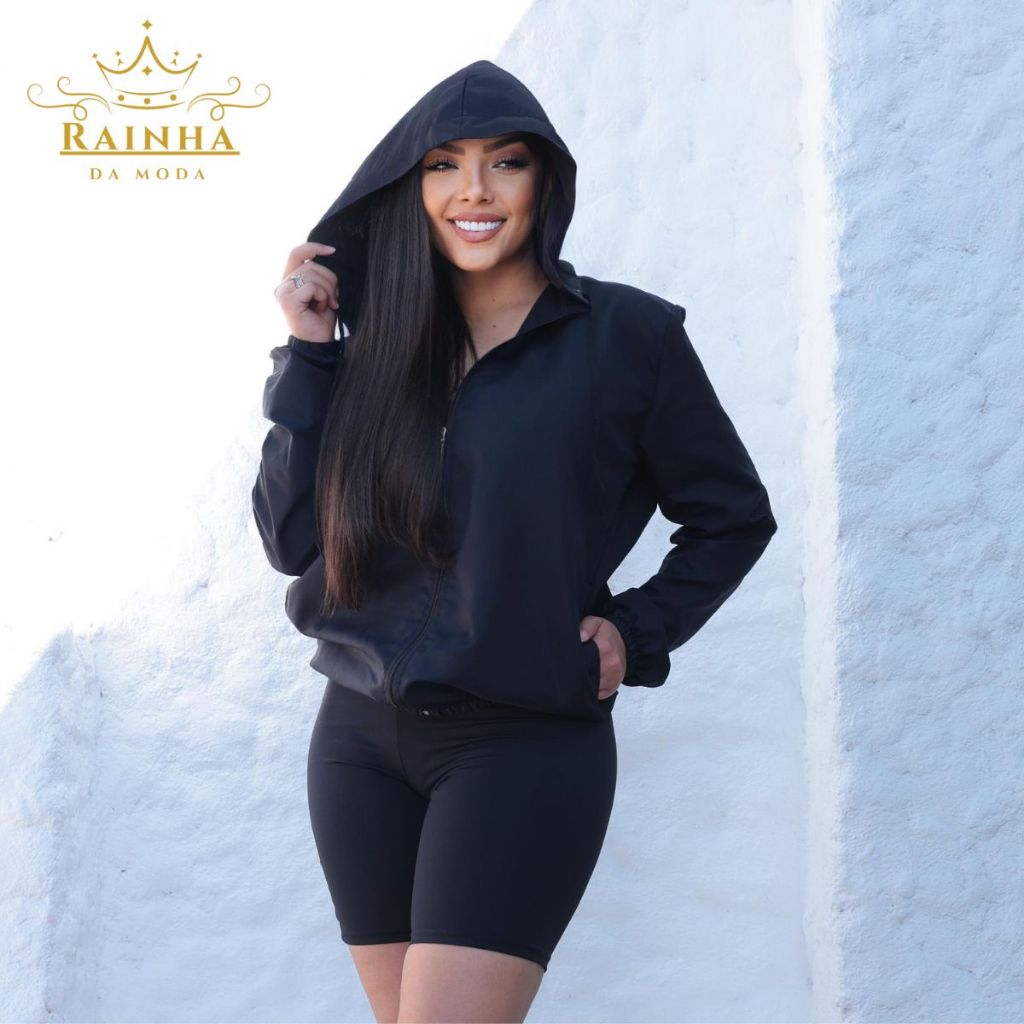 Jaqueta Feminina Casaco Academia fitness Tactel Corta Vento Secagem Rápida Blusa Com Capuz