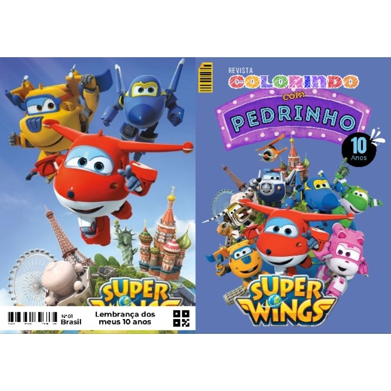 Revista de Colorir tema SUPER WINGS Personalizada Lembrancinha Festa Infantil Todos os Temas Livro