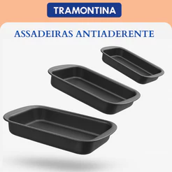 Assadeira conjunto 3 peças retangulares tramontina antiaderente