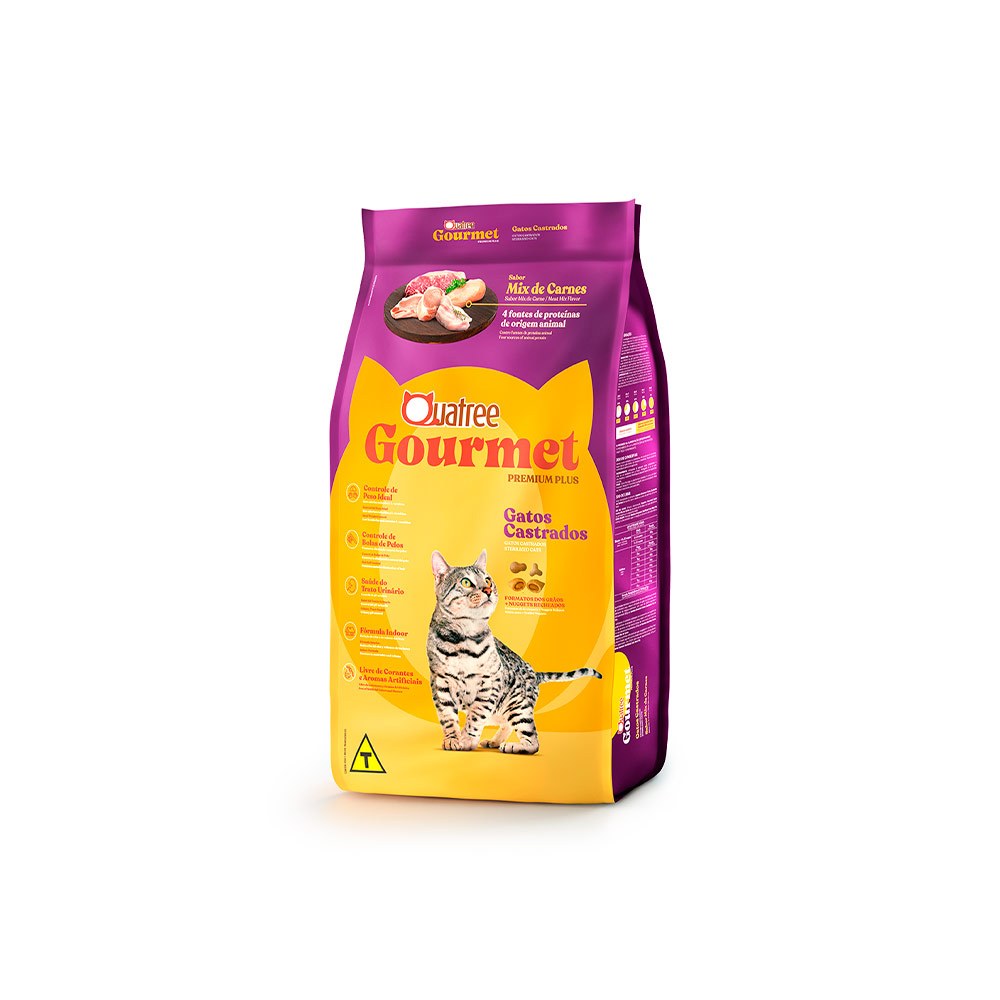 Quatree Gourmet gatos castrado mix de carne pacote 10 kg (MAX 1 PCT  POR PEDIDO)