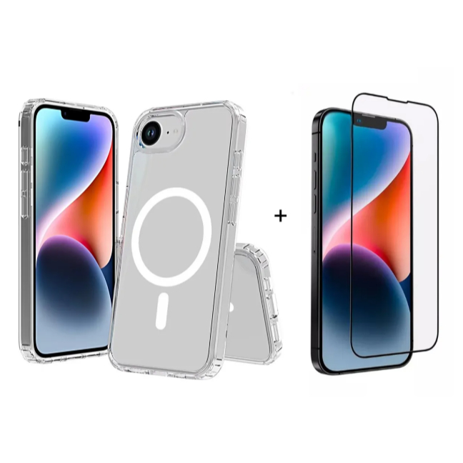 Capa Capinha IPhone 16e Magnética MagSafe Transparente  + Película Cerâmica 3D/9D  | Kit Case Capinha em Oferta na Shopee