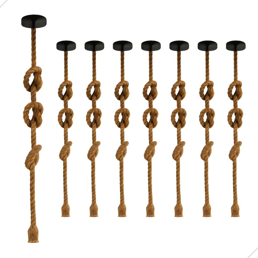 Kit 8 Pendente Luminária Corda 2 Metros Bivolt 110v/220v Retro Vintage Rústico Decorativo E27 Sisal