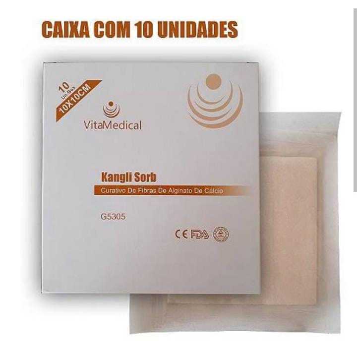 10 UND. CURATIVO ALGINATO DE CÁLCIO KANGLI SORB 10CM X 10CM - VITA MEDICAL#