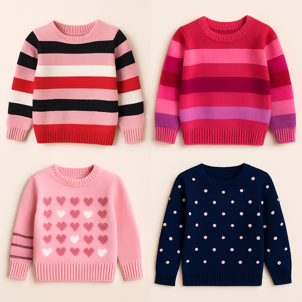 Kit 3 Blusas Tricô Infantil Feminina Juvenil Lã Quente | Roupas de Inverno Menina | Tamanhos 1 ao 16 | Look Moderno e Co em Oferta na Shopee