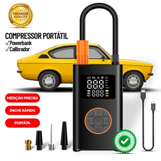 Mini Compressor de Ar Portátil Potente 80W Powerbank Calibrador Digital Moto Carro Bola em Oferta na Shopee