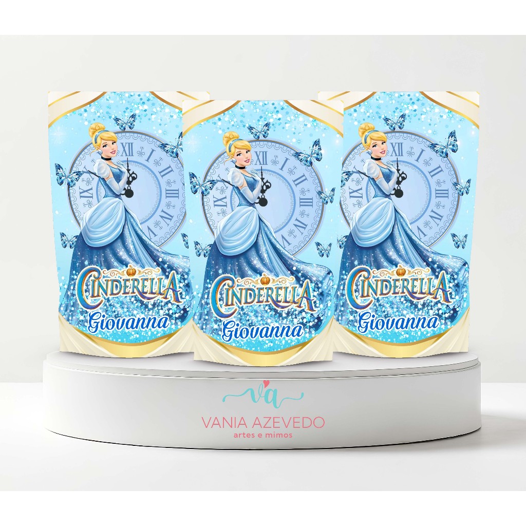 Saquinhos Metalizado Zip Lock 10x15cm Cinderela Personalizados I Lembrancinhas I Festas I Caixinhas I Aniversários