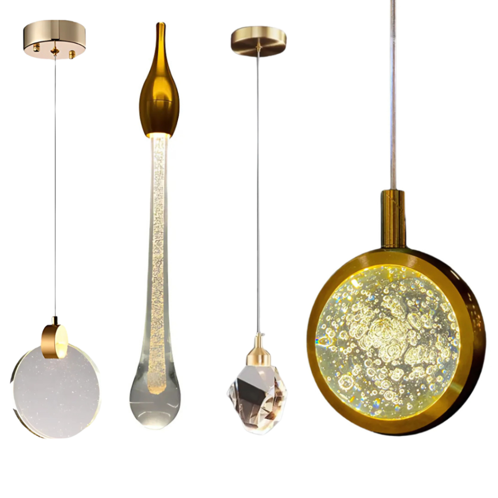 Luminárias Pendentes de Cristal Dourado para Quarto Sala Banheiro Enfeites Decoração Elegante