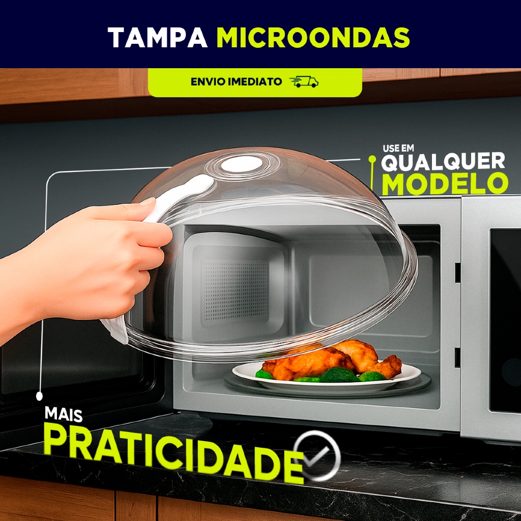 Tampa De Microondas Para Alimentos Com Válvula e Alça De Plastico 9x29cm Diâmetro em Oferta na Shopee
