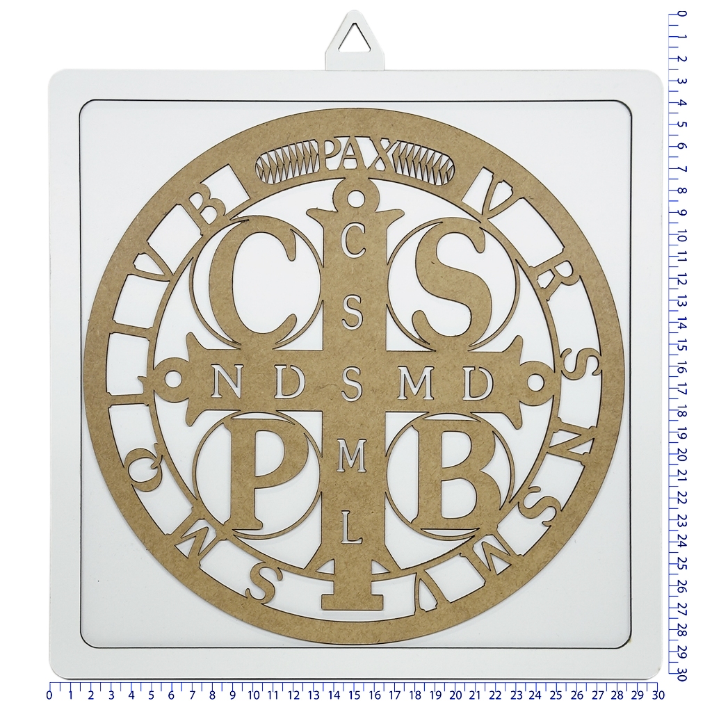 Quadro Decorativo Cruz Medalha De São Bento Em Mdf Proteção E Estilo Para Sua Casa  Familia Presente