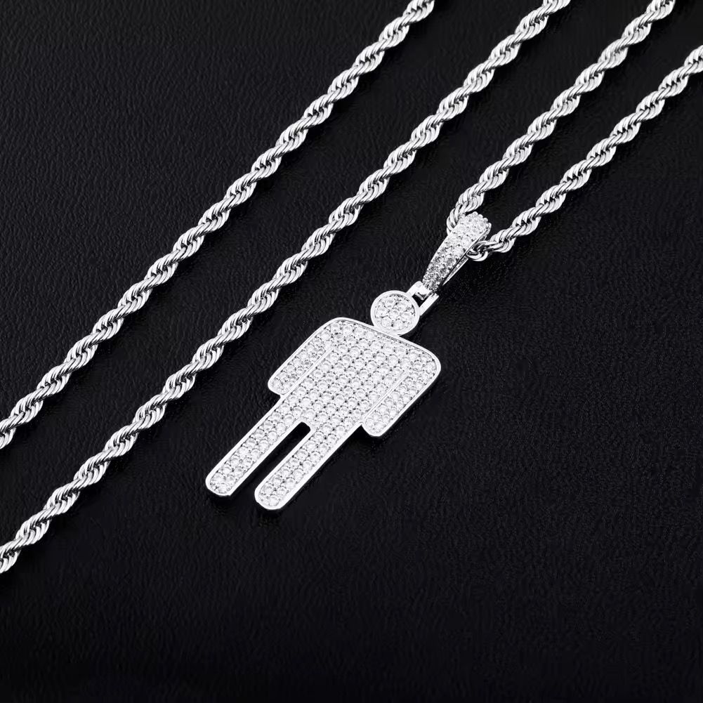 Colar corrente cordão com pingente ice cravejado Billie Eilish y2k premium em Oferta na Shopee