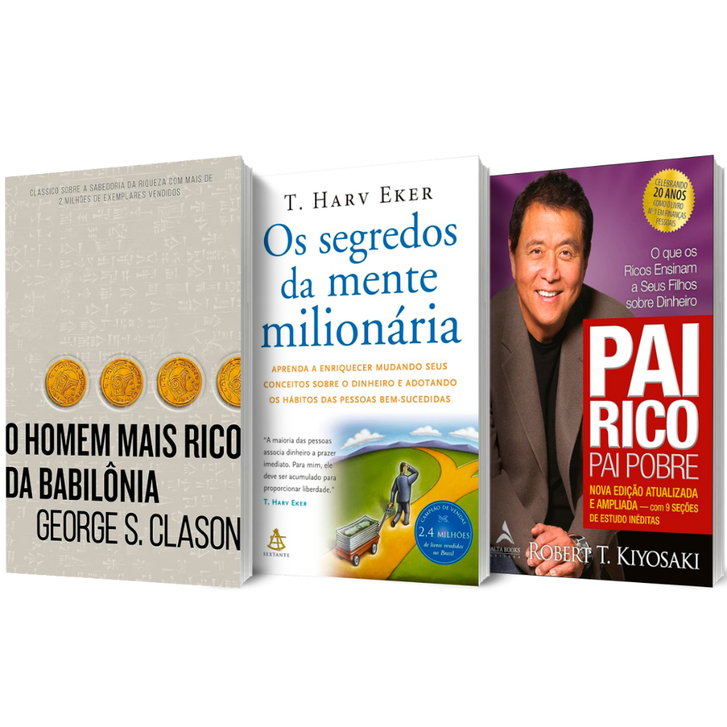 Kit 3 Livros Pai Rico Pai Pobre + Os Segredos da Mente Milionária + O Homem Mais Rico Da Babilônia em Oferta na Shopee