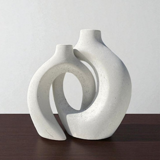 Dupla de Vasos Mônaco De Encaixe Gesso e Cimento – Decoração Moderna Sala Quarto Escritório em Oferta na Shopee